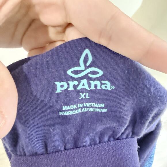 prAna Blue Phoebe Chevron Criss Cross Tank Knit Midi Sundress Shelf Bra Size XL - Picture 3 of 3